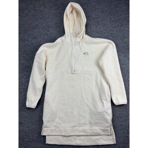Kari Traa Hoodie Womens Medium Ivory‎ Fleece Half Zip Pullover Longline Tunic